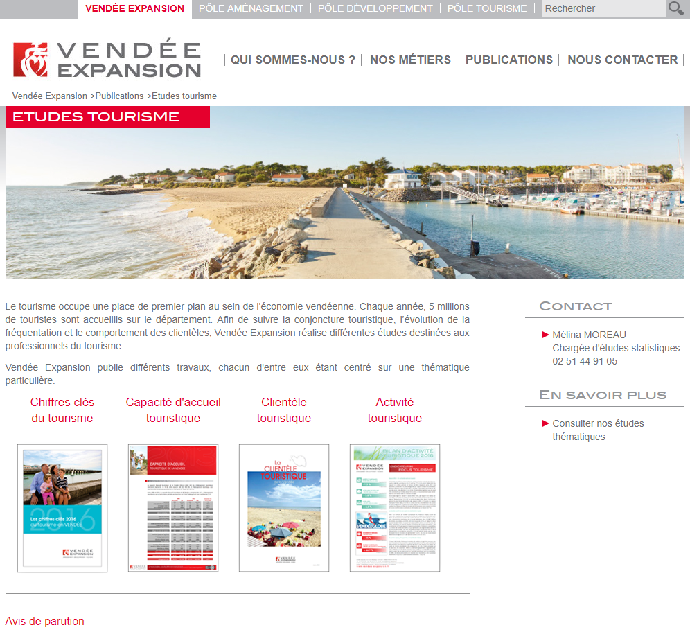 Prodestination Observatoire départemental - Site pro Destination Vendée Grand Littoral